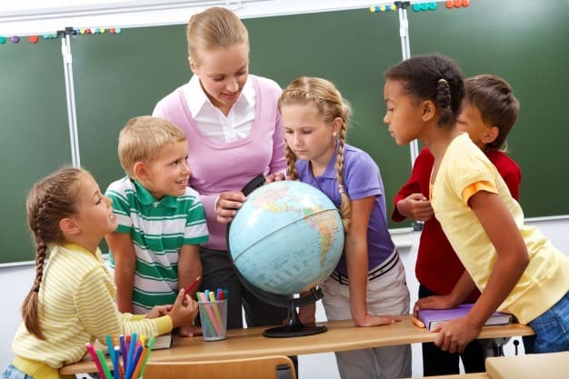 Teacher with pupils